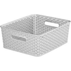 Curver My Style Medium Rectangular Plastic Storage Basket - Grey - 13L