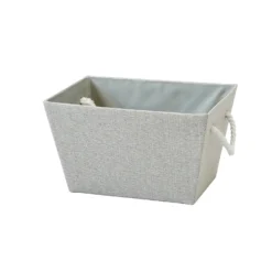 Neutral Herringbone Medium Storage Basket